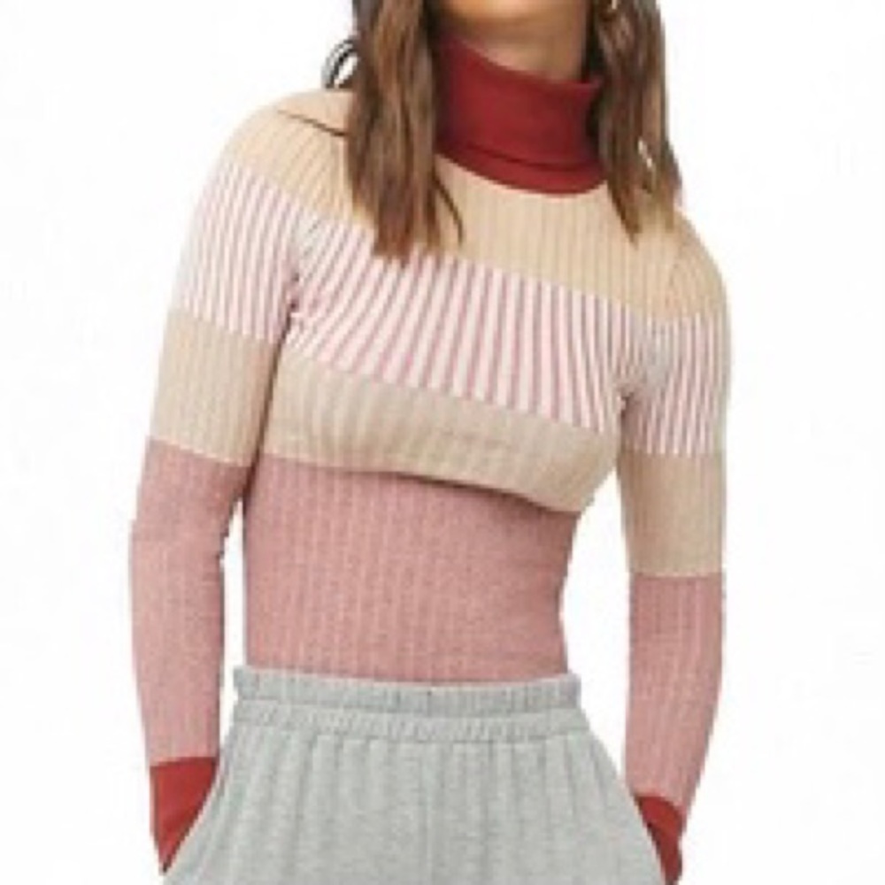 NWOT Forever 21 Striped Colorblock Turtleneck Top